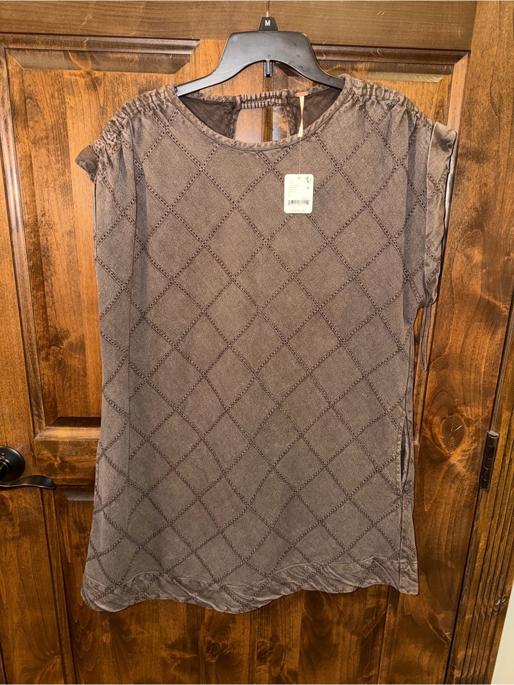 Free People Gray Diamond-Quilted Mini Dress